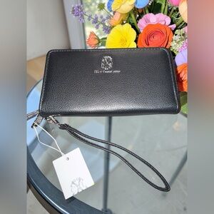 C.X.L. by Christian Lacroix NWT Brandy Pebble Leather Wristlet Double Wallet